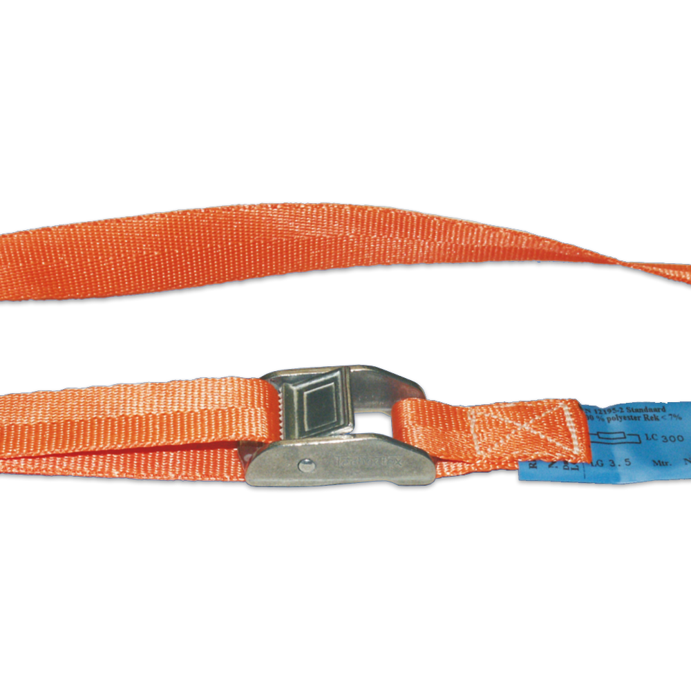 tension belt with wedge lock, 25 mm belt width, one-piece version, 5m long 